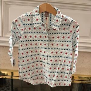 Hallmark Kids White and Red Patterned Button Down Shirt
